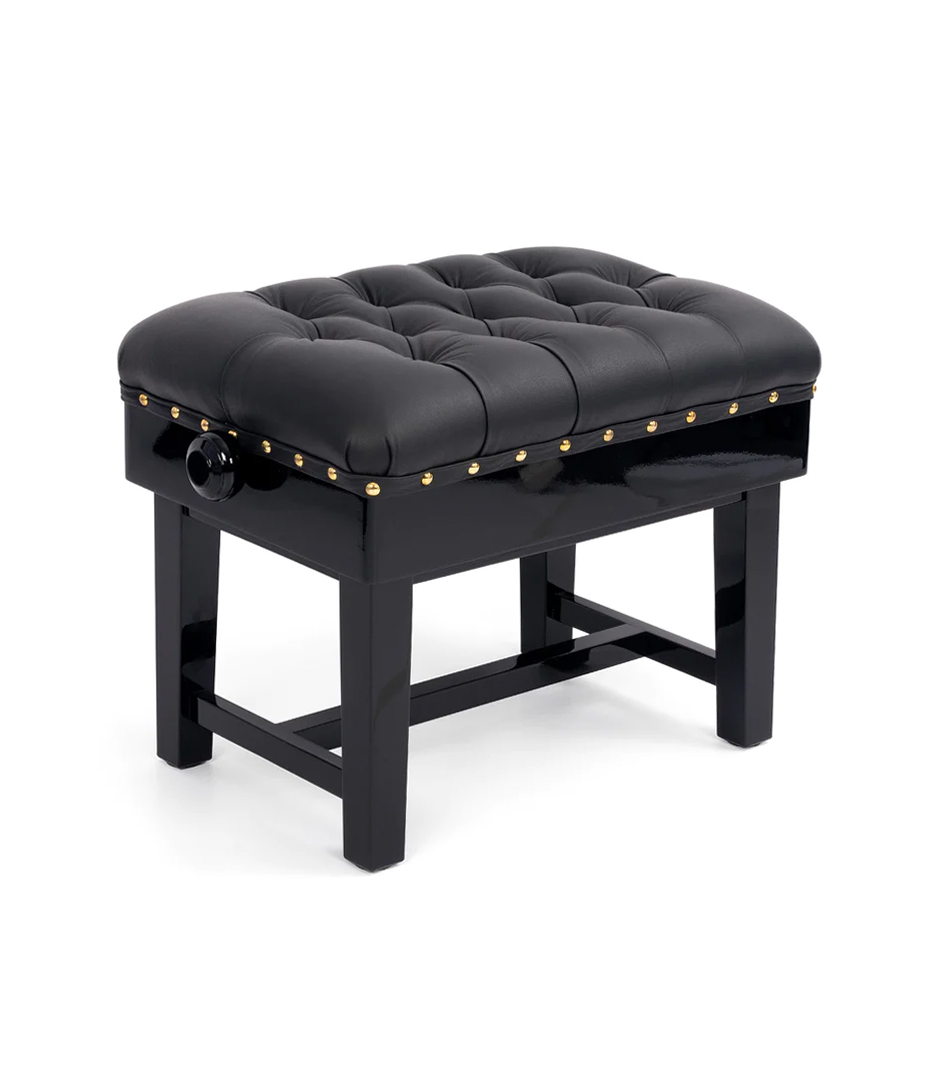 Hidrau  'London' concert piano stool Black gloss, black leather
